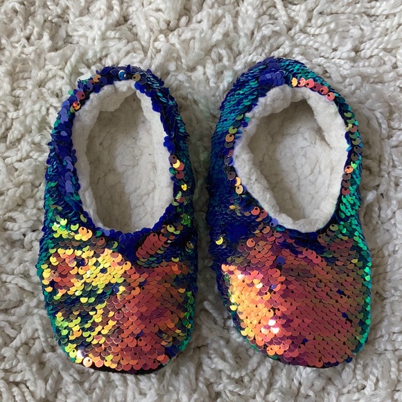 Cat & Jack Other - Cat & Jack Sequin Reversible Slippers Small